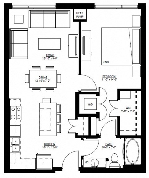 1500 Nicollet_1 Bedroom Floor Plan  at 1500 Nicollet, Minneapolis